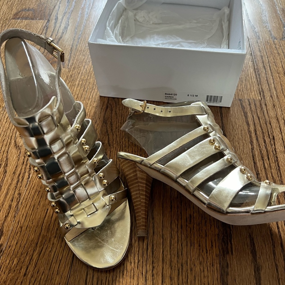 Michael Kors Dareh gold studded strappy heels